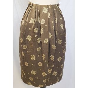 100% Silk Vintage Daisy Green Skirt
